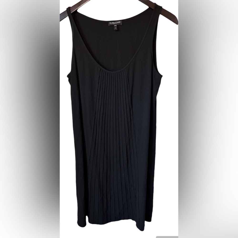 Eileen Fisher Silk Tank Sheath LBD Petite Small, pleated detail, sustainable